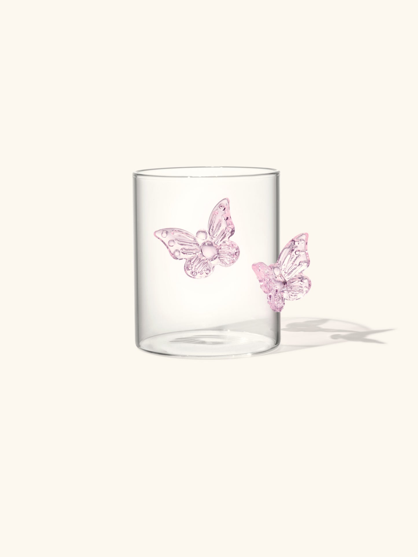 Butterfly dream glass tumbler in daylight pink