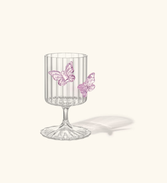 Butterfly dream glass goblet in daylight pink