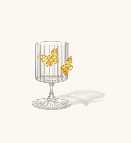 Butterfly dream glass goblet in sunset gold