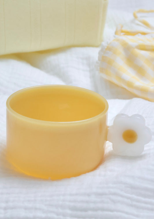 Milky glass coffee cup in orange blossom