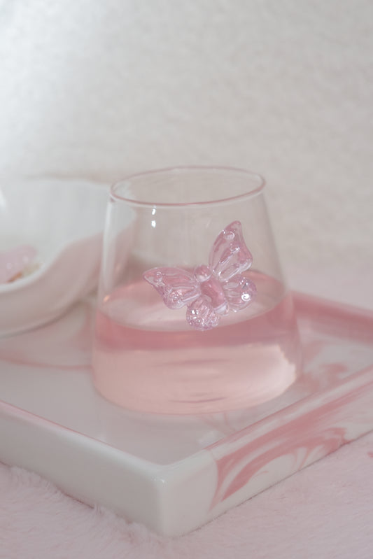 Aesthetic whiskey glass cup with crystal butterfly